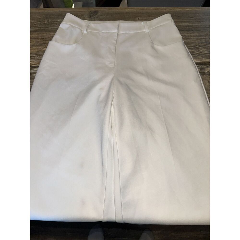 Vince Camuto Women's White Textured Pants Front Zip Straight Wide Leg, Size 4. N